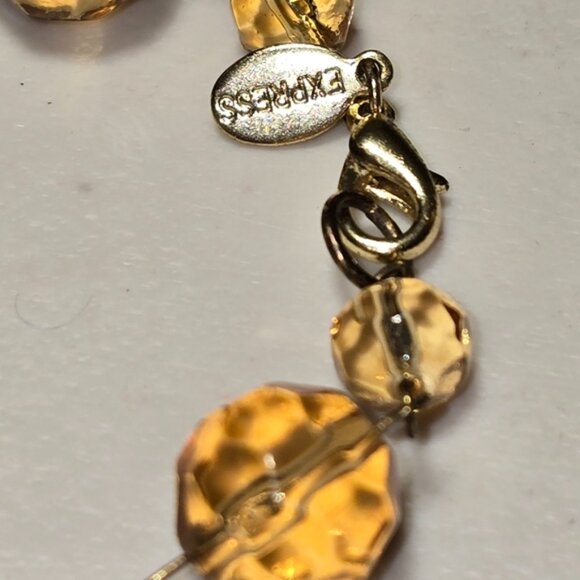 Vintage Handmade Gold Tone Yellow Beaded Fashion Bracelet 18 - Picture 2 of 2